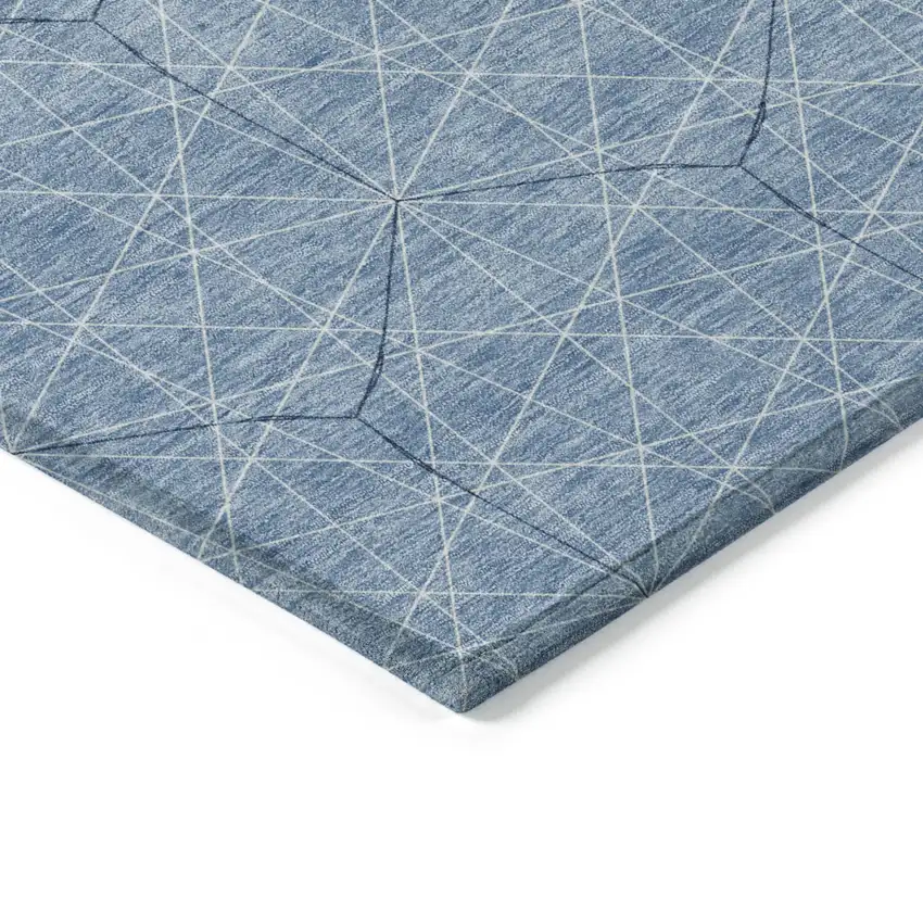 Denim Blue Black And Ivory Geometric Washable Indoor Outdoor Area Rug Photo 4