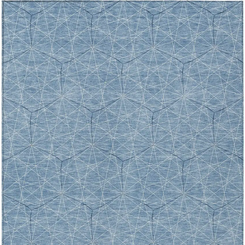 Denim Blue Black And Ivory Geometric Washable Indoor Outdoor Area Rug Photo 5