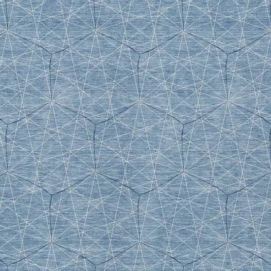 Denim Blue Black And Ivory Geometric Washable Indoor Outdoor Area Rug Photo 5