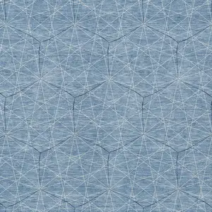 Photo of Denim Blue Black And Ivory Geometric Washable Indoor Outdoor Area Rug