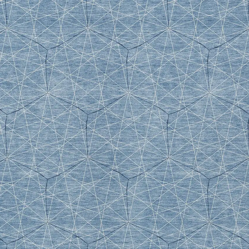 Denim Blue Black And Ivory Geometric Washable Indoor Outdoor Area Rug Photo 5