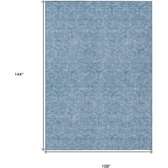 Denim Blue Black And Ivory Geometric Washable Indoor Outdoor Area Rug Photo 3