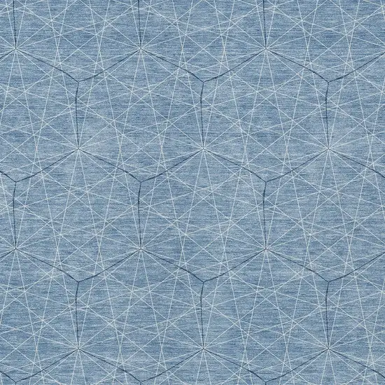 Denim Blue Black And Ivory Geometric Washable Indoor Outdoor Area Rug Photo 5