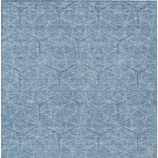 Denim Blue Black And Ivory Geometric Washable Indoor Outdoor Area Rug Photo 6