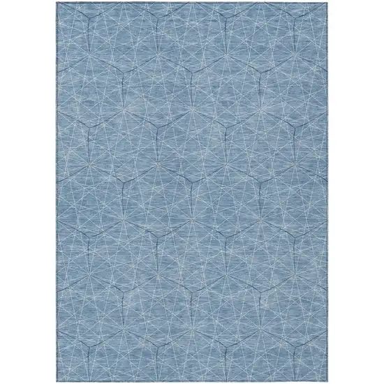 Denim Blue Black And Ivory Geometric Washable Indoor Outdoor Area Rug Photo 2