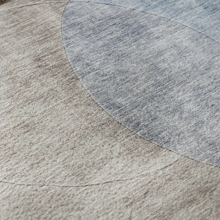 Denim Blue Brown And Beige Geometric Washable Area Rug With UV Protection Photo 9