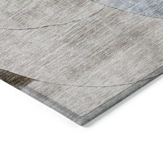 Denim Blue Brown And Beige Geometric Washable Indoor Outdoor Area Rug Photo 4