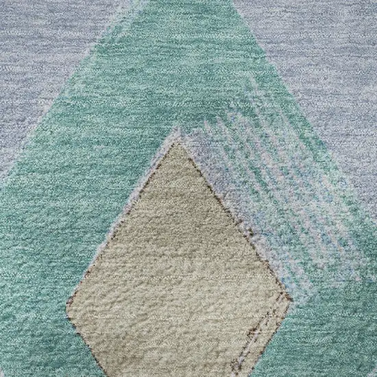 Denim Blue Charcoal And Mauve Geometric Washable Area Rug With UV Protection Photo 8