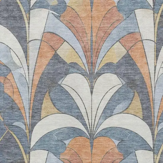 Denim Blue Copper And Ivory Geometric Washable Indoor Outdoor Area Rug Photo 6