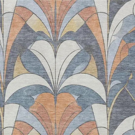 Denim Blue Copper And Ivory Geometric Washable Indoor Outdoor Area Rug Photo 6