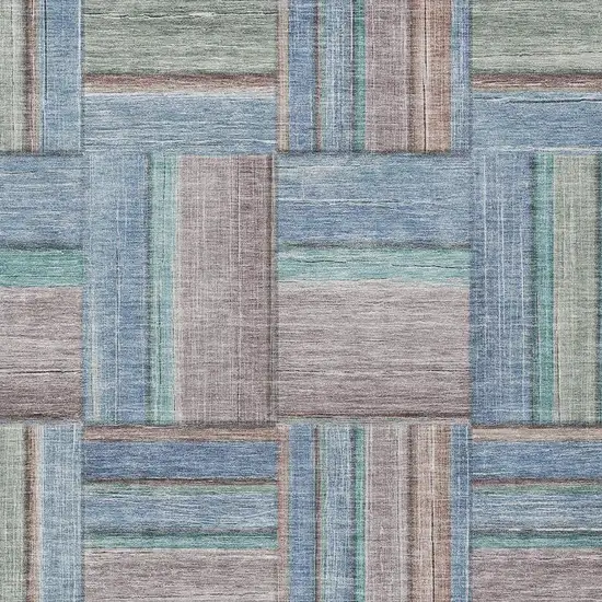 Denim Blue Coral And Gray Geometric Washable Indoor Outdoor Area Rug Photo 8