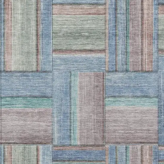 Denim Blue Coral And Gray Geometric Washable Indoor Outdoor Area Rug Photo 8