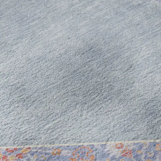 Denim Blue Coral And Wheat Oriental Washable Area Rug With UV Protection Photo 9