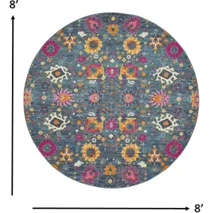Photo of Denim Blue Florals Distressed Area Rug