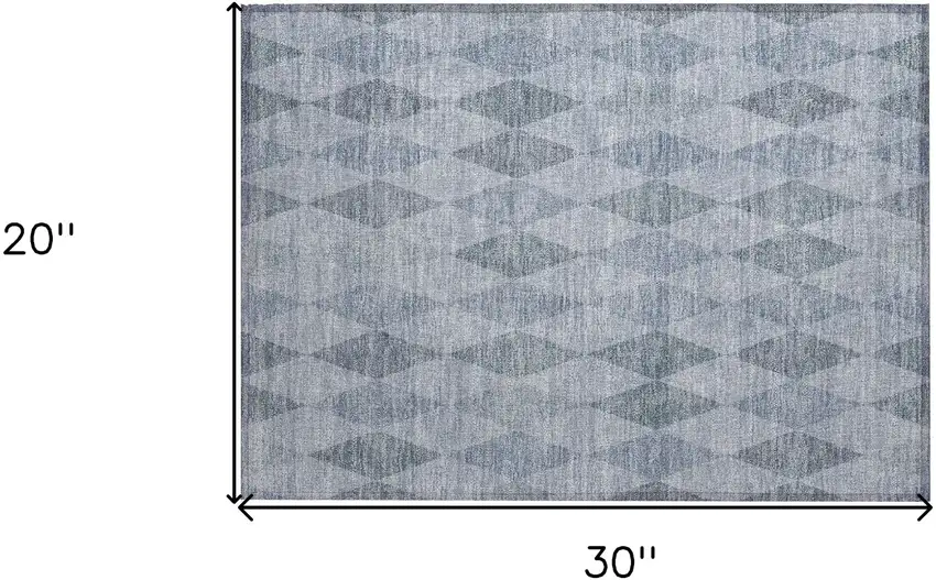 Denim Blue Geometric Washable Non Skid Indoor Outdoor Area Rug Photo 3