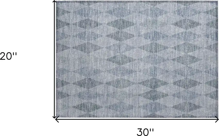 Denim Blue Geometric Washable Non Skid Indoor Outdoor Area Rug Photo 3
