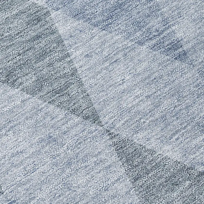 Denim Blue Geometric Washable Non Skid Indoor Outdoor Area Rug Photo 8