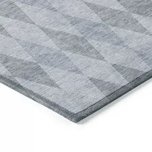 Photo of Denim Blue Geometric Washable Non Skid Indoor Outdoor Area Rug