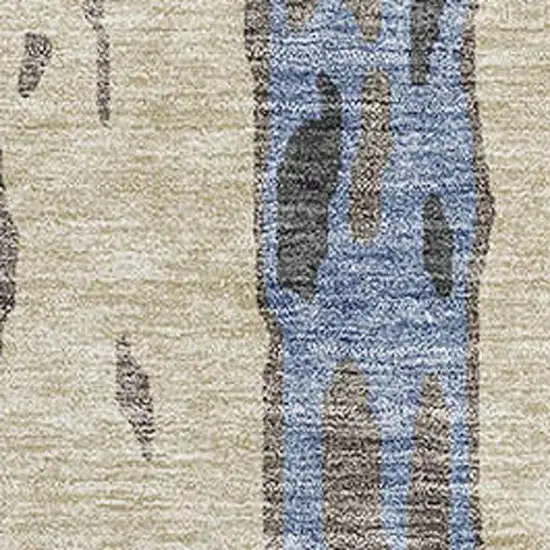 Denim Blue Gray And Beige Abstract Washable Area Rug With UV Protection Photo 2