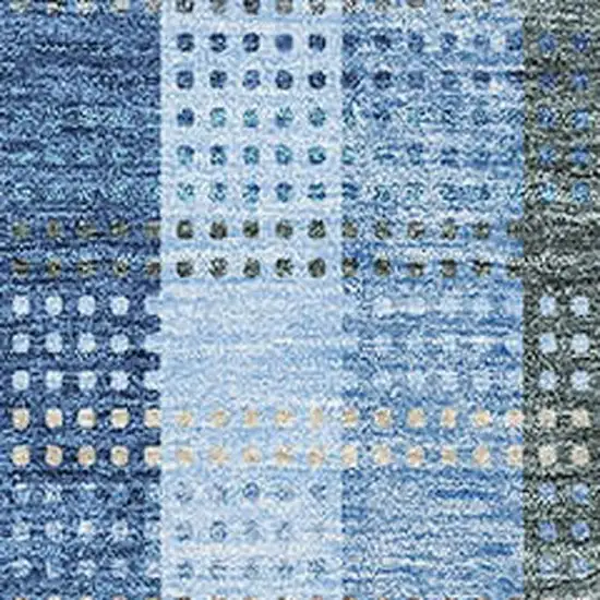 Denim Blue Gray And Beige Plaid Washable Area Rug With UV Protection Photo 2