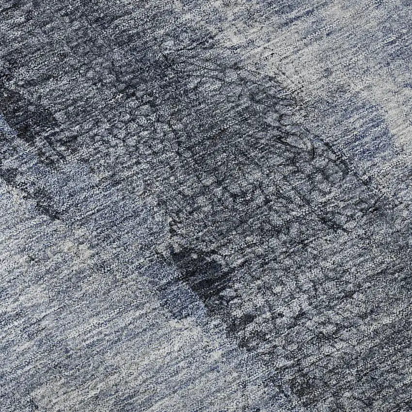 Denim Blue Gray And Ivory Abstract Washable Area Rug With UV Protection Photo 1