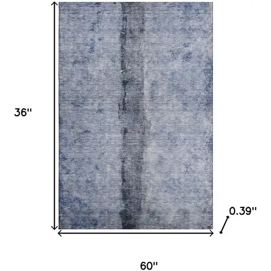 Denim Blue Gray And Ivory Abstract Washable Area Rug With UV Protection Photo 3