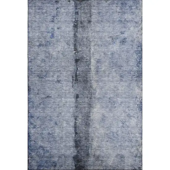Denim Blue Gray And Ivory Abstract Washable Area Rug With UV Protection Photo 5