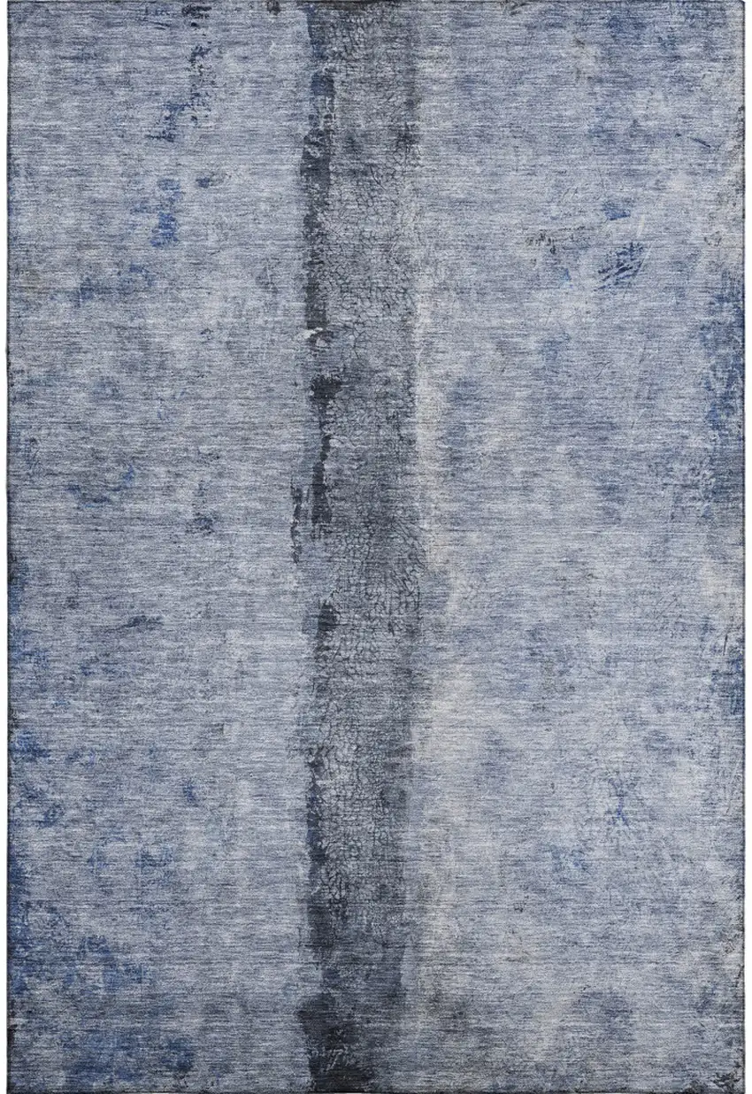Denim Blue Gray And Ivory Abstract Washable Area Rug With UV Protection Photo 5