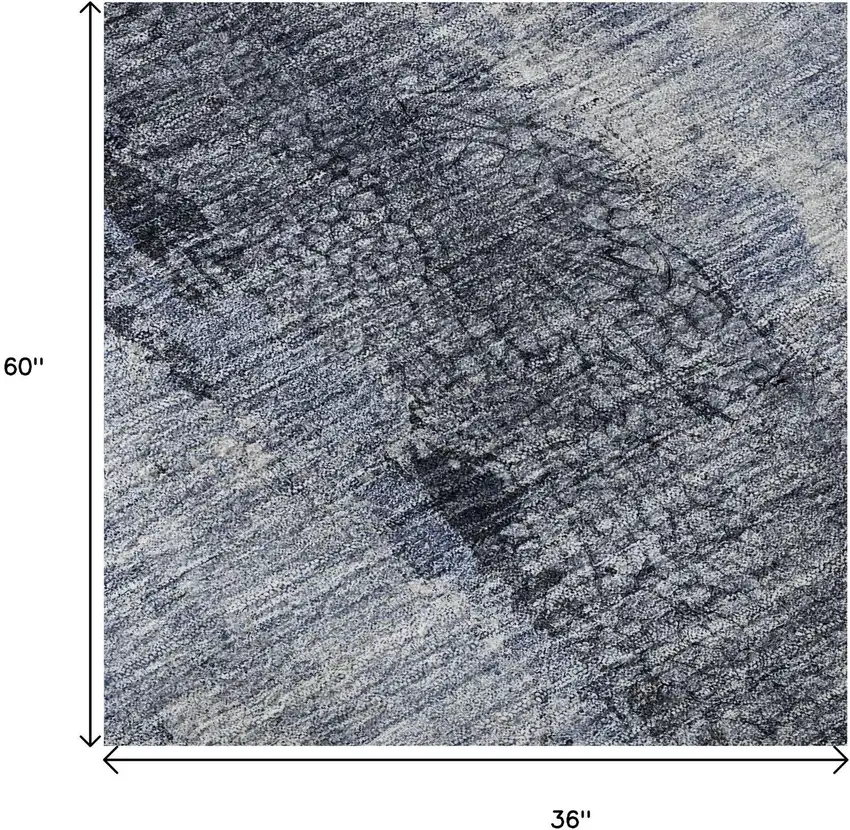 Denim Blue Gray And Ivory Abstract Washable Area Rug With UV Protection Photo 9