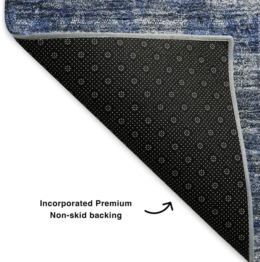 Denim Blue Gray And Ivory Abstract Washable Area Rug With UV Protection Photo 6