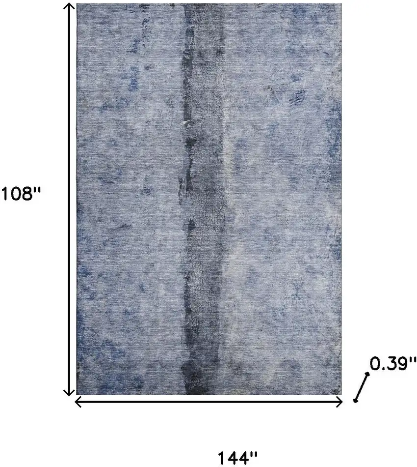 Denim Blue Gray And Ivory Abstract Washable Area Rug With UV Protection Photo 3