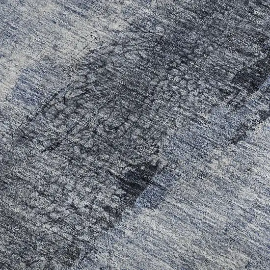 Denim Blue Gray And Ivory Abstract Washable Area Rug With UV Protection Photo 2