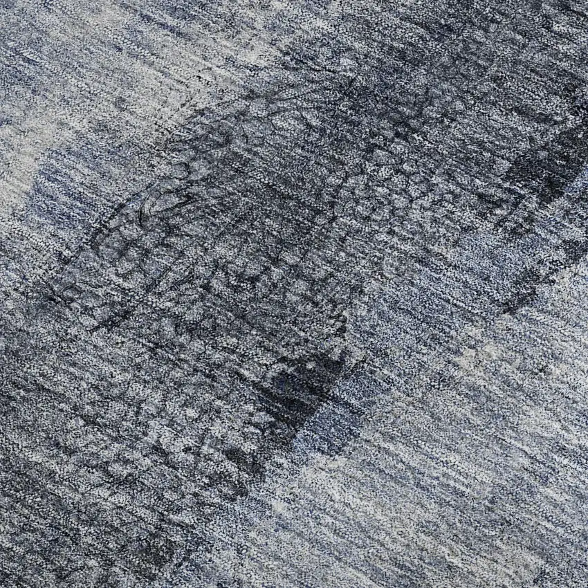 Denim Blue Gray And Ivory Abstract Washable Area Rug With UV Protection Photo 2