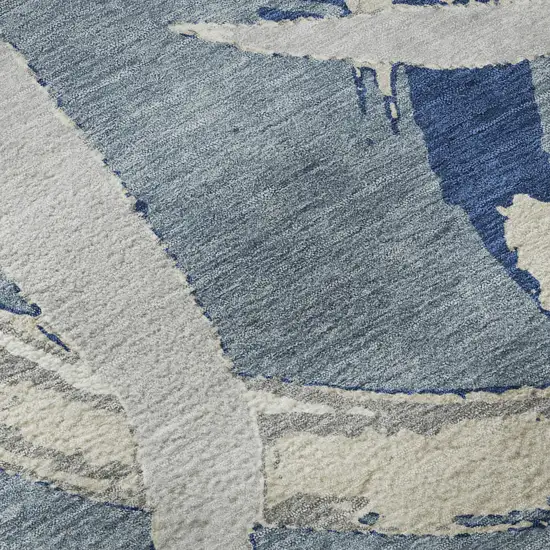 Denim Blue Gray And Ivory Abstract Washable Area Rug With UV Protection Photo 9