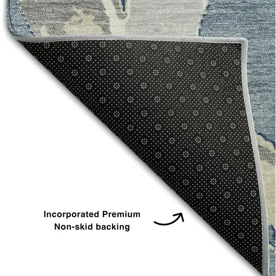 Denim Blue Gray And Ivory Abstract Washable Area Rug With UV Protection Photo 6