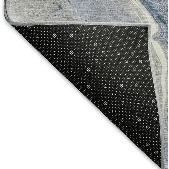 Denim Blue Gray And Ivory Abstract Washable Area Rug With UV Protection Photo 6