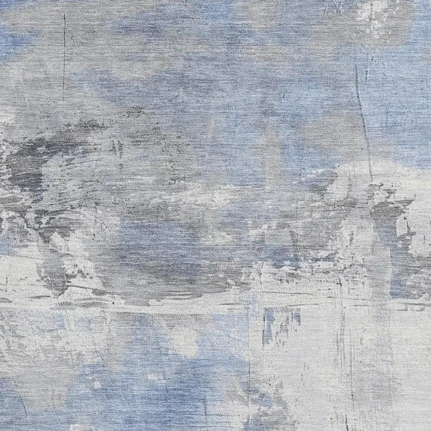 Denim Blue Gray And Ivory Abstract Washable Area Rug With UV Protection Photo 2