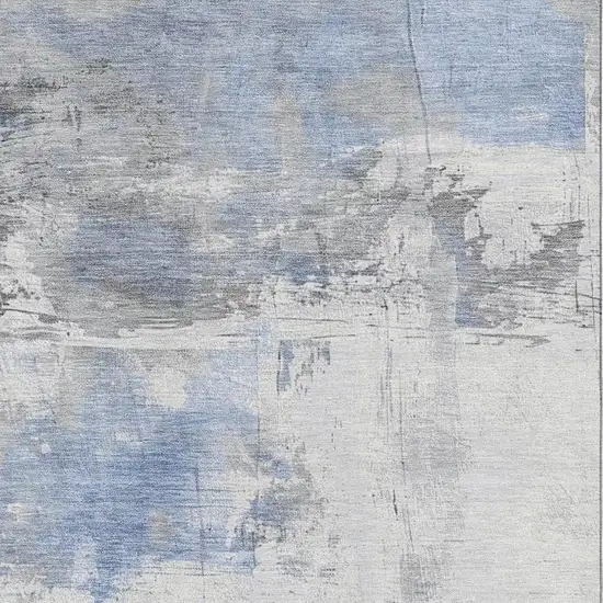 Denim Blue Gray And Ivory Abstract Washable Area Rug With UV Protection Photo 2