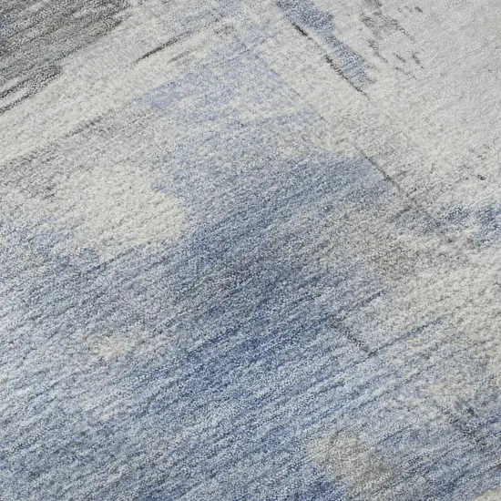 Denim Blue Gray And Ivory Abstract Washable Area Rug With UV Protection Photo 9