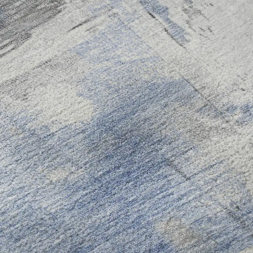 Denim Blue Gray And Ivory Abstract Washable Area Rug With UV Protection Photo 9