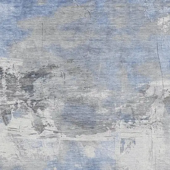 Denim Blue Gray And Ivory Abstract Washable Area Rug With UV Protection Photo 2