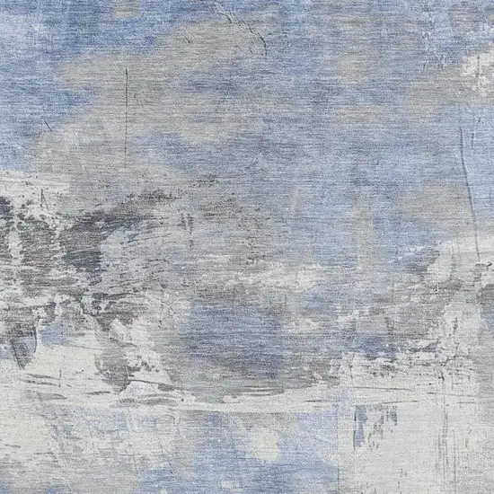 Denim Blue Gray And Ivory Abstract Washable Area Rug With UV Protection Photo 2