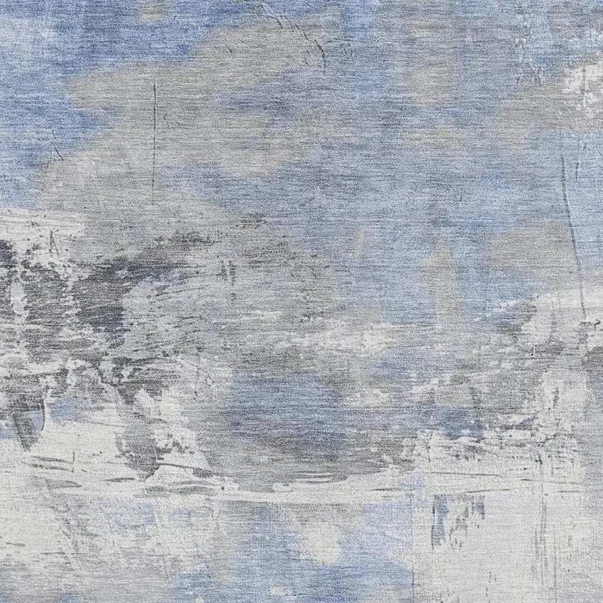 Denim Blue Gray And Ivory Abstract Washable Area Rug With UV Protection Photo 2