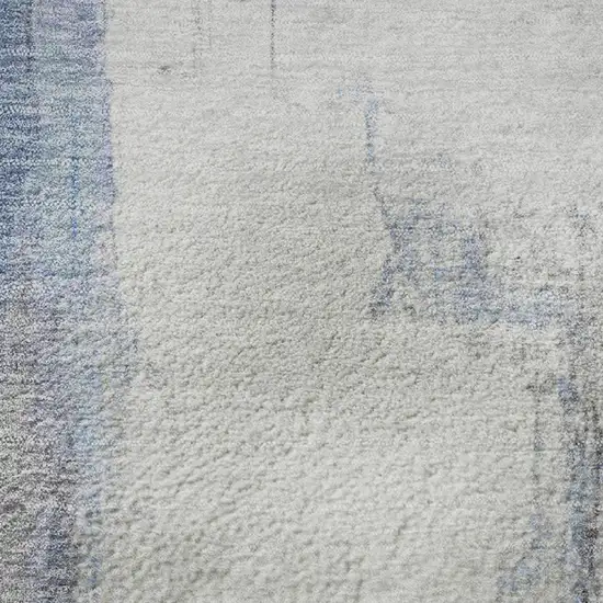 Denim Blue Gray And Ivory Abstract Washable Area Rug With UV Protection Photo 8