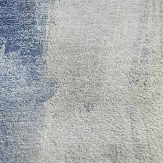 Denim Blue Gray And Ivory Abstract Washable Area Rug With UV Protection Photo 4