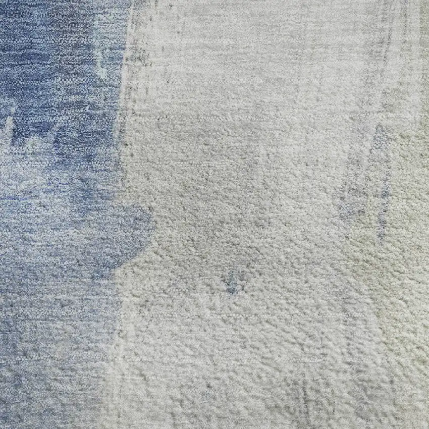 Denim Blue Gray And Ivory Abstract Washable Area Rug With UV Protection Photo 4