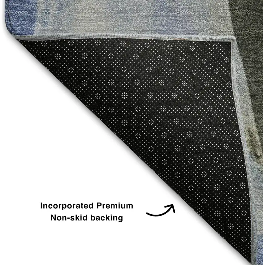 Denim Blue Gray And Ivory Abstract Washable Area Rug With UV Protection Photo 8