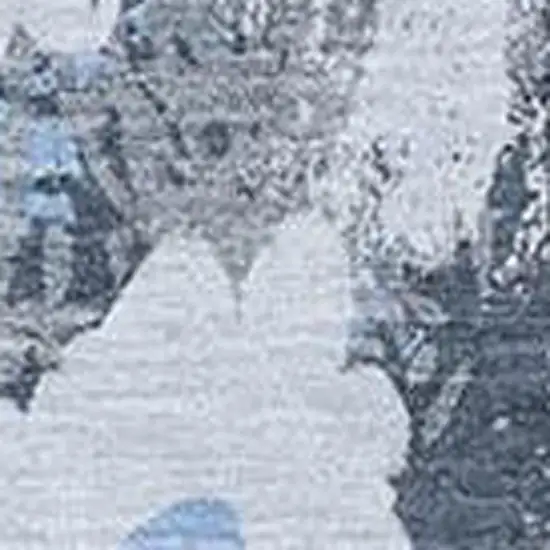 Denim Blue Gray And Ivory Floral Washable Area Rug With UV Protection Photo 3