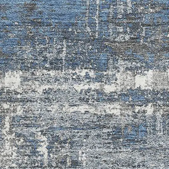 Denim Blue Gray And Ivory Geometric Washable Area Rug With UV Protection Photo 3