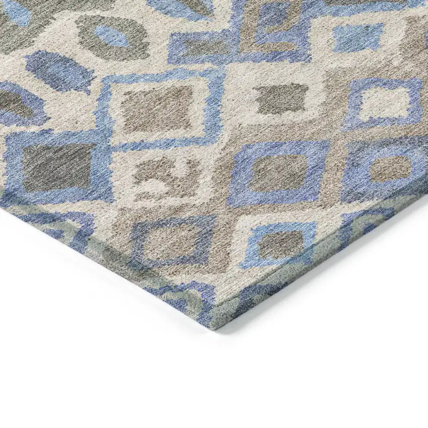 Denim Blue Gray And Ivory Geometric Washable Indoor Outdoor Area Rug Photo 5